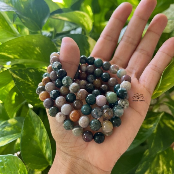 Indian Agate Beaded Stretch Bracelet - Picture 5 of 7